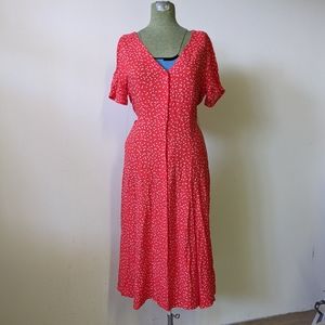 Saks fifth Avenue red button up polka dot dress